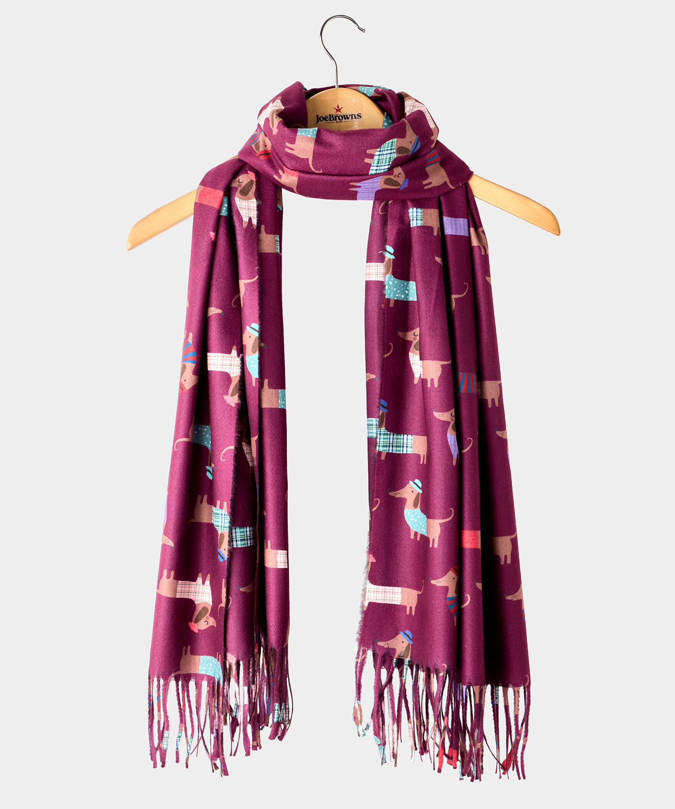 Top Dog Sausage Dog Print Scarf Burgundy Women's - Image 2